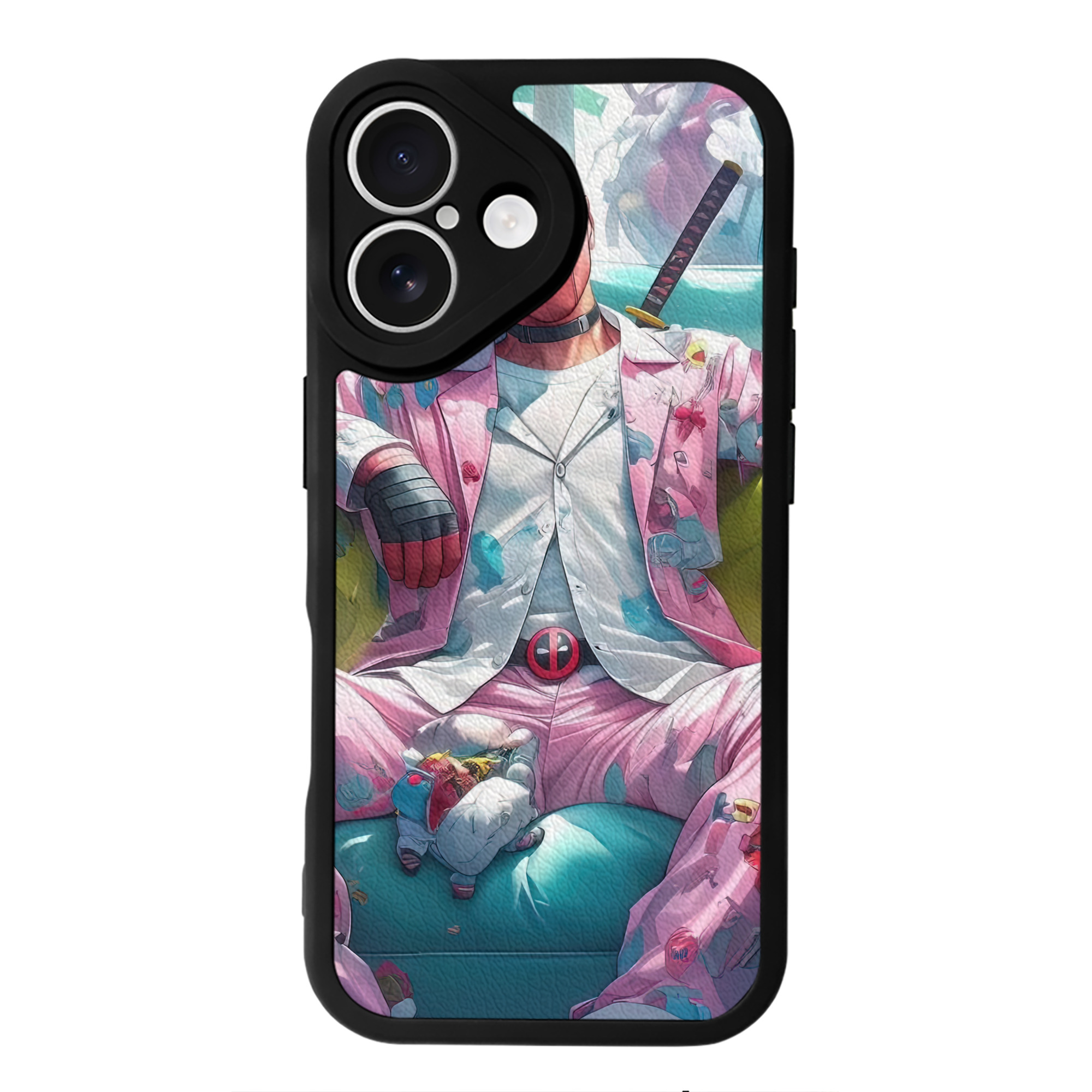 （画像用） Deadpool デッドプール 【iPhone 16シリーズ対応】シリコンスマホケース（レザー調） 材質：シリコン